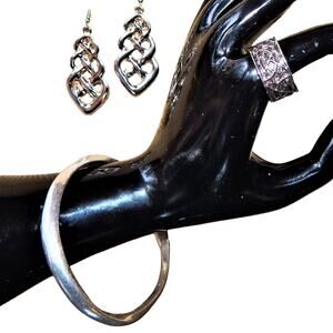 Vintage Celtic Knot Ring~Earrings~ Bangle Bracelet Jewelry Set